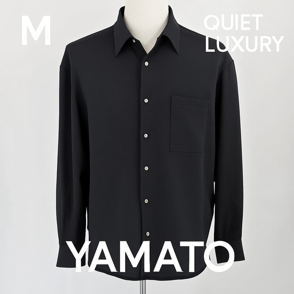 Yamato Other - Yamato Japan Shirt Men M Black Textured Long Sleeve Minimalist Quiet Luxury